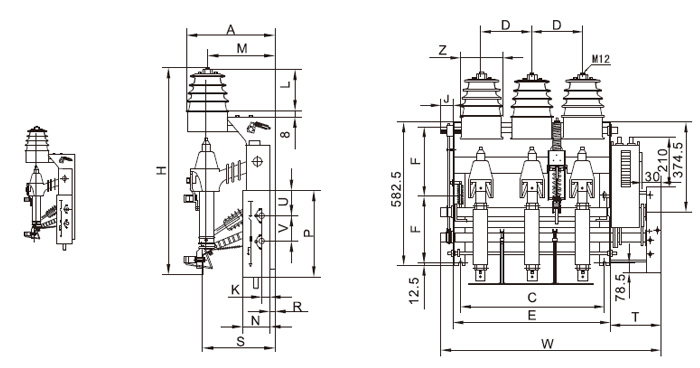 FKN12A-12D、FKRN12A-12D電動機構(gòu)側(cè)裝右操作