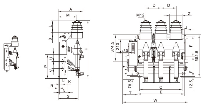 FKN12A-12D、FKRN12A-12D電動機構(gòu)側(cè)裝左操作圖一