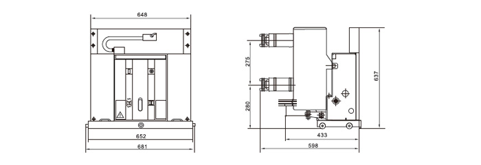 戶內(nèi)固封高壓真空斷路器外形及安裝尺寸